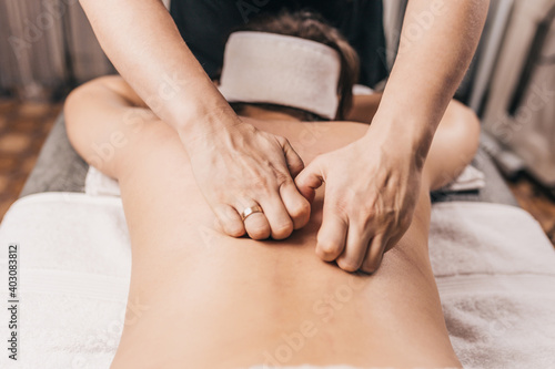 Therapeutic wellness back massage for scoliosis - posture correction - pain in the cervical spine