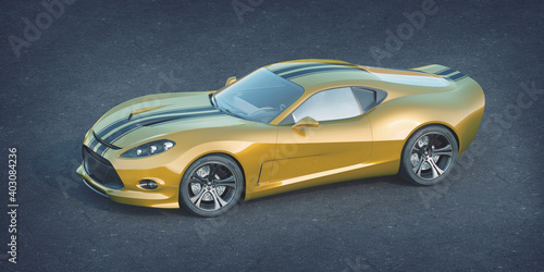 3D rendering of a brand-less generic concept car 