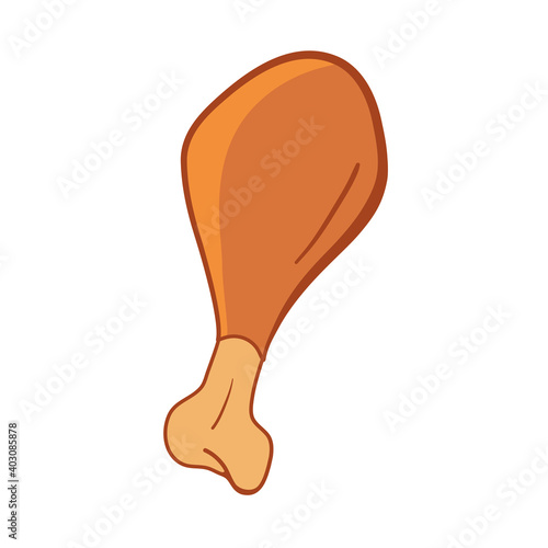 Crispy fried chicken drumstick hot food to take out vector