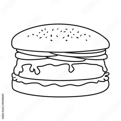 Hamburger with beef and cheese on the burger bun food vector