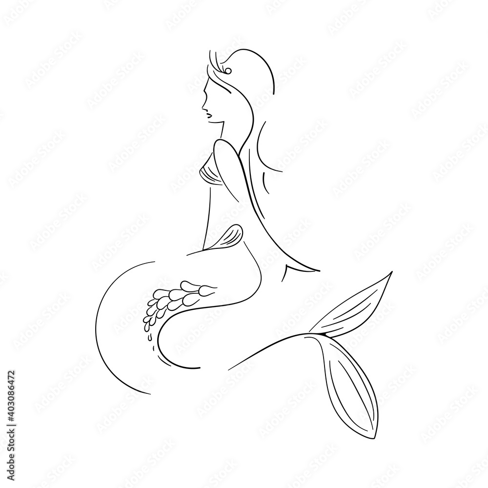 Mermaid siren sitting by sea vector Mermaid siren sitting by sea vector