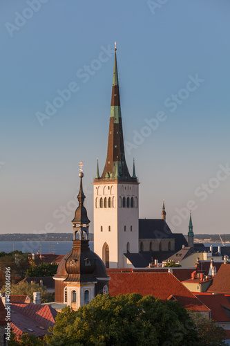 St Olaf (Oleviste) Church. Tallinn, Estonia. Summer view.