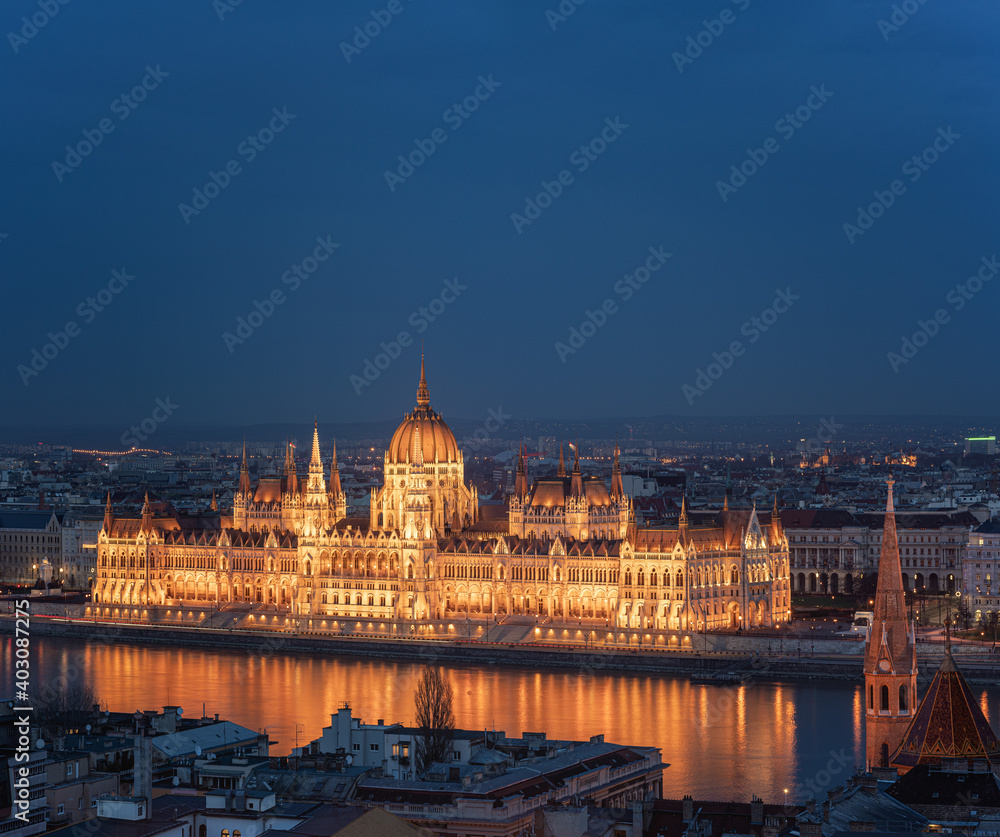 The famous Hungarian Parliament at night