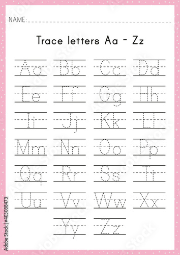 Alphabet Tracing Worksheet. Alphabet activity for pre schoolers and kindergarten A-Z.English activity for kids. A4 paper ready to print.