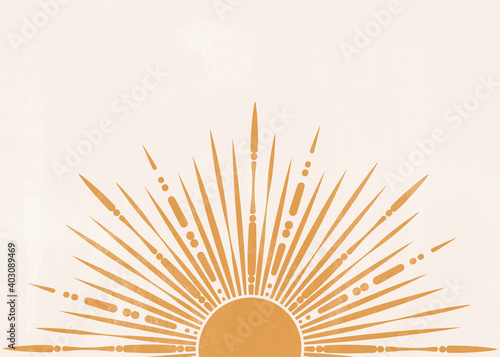 Orange Sun print boho minimalist printable wall art geometric abstract sunset print