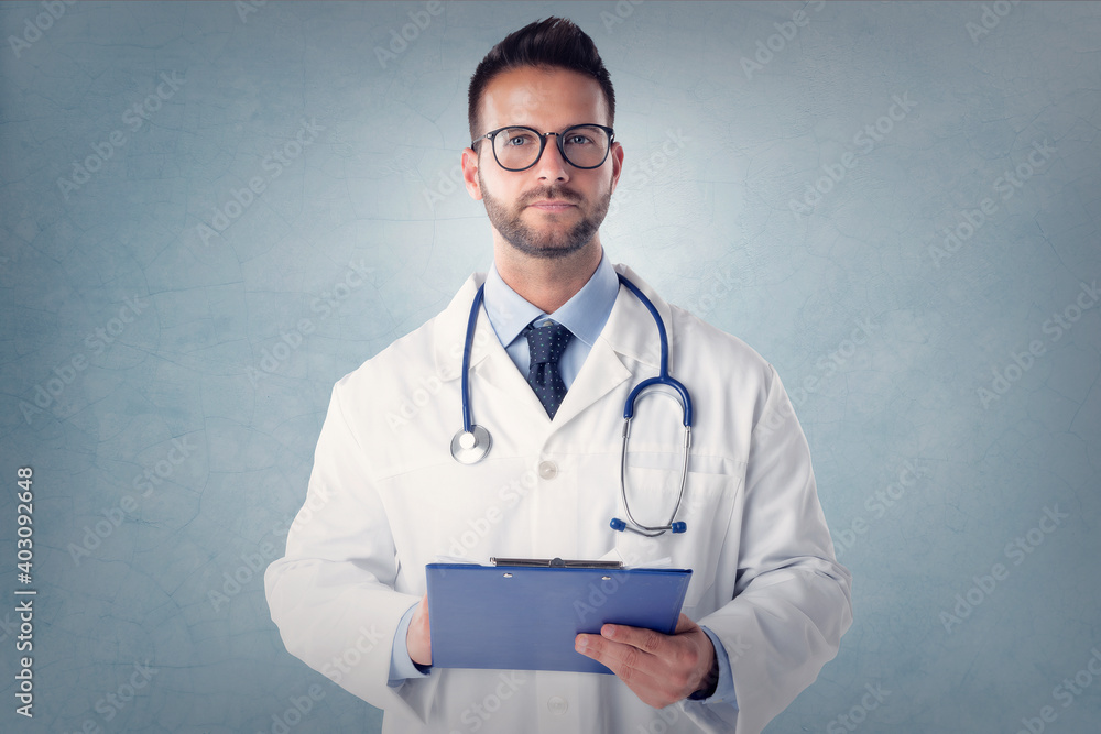 Male doctor studio portrait at isolated bakcground Male doctor studio portrait at isolated bakcground