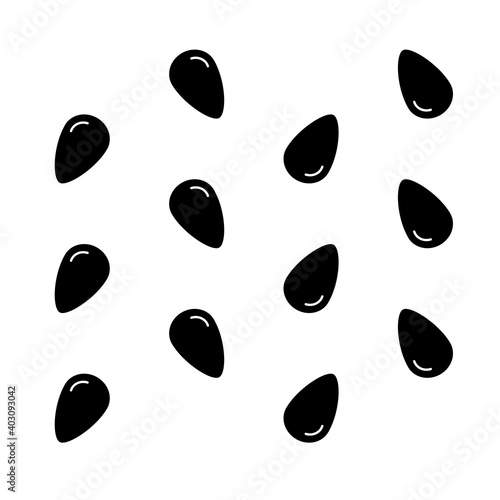 Watermelon seeds seamless repeating pattern in silhouette vector design