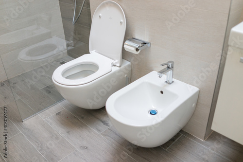 Wc toilet in modern home photo