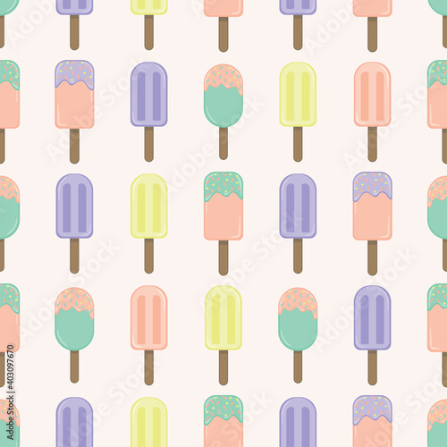 Vector pattern with colorful ice creams.