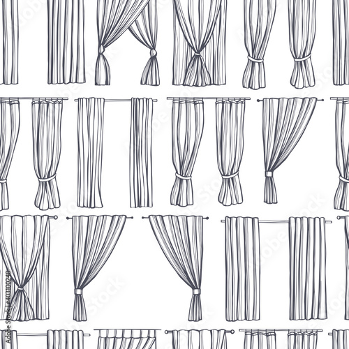 Curtains for windows. Vector pattern.