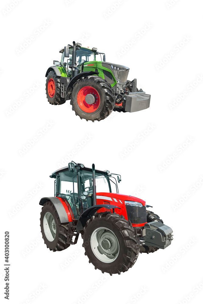 Obraz premium Front loaders for use in various areas of modern production. Isolated on white