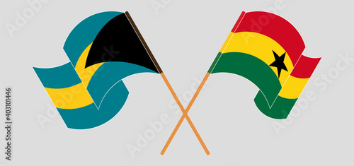 Crossed and waving flags of the Bahamas and Ghana photo