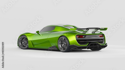 3D rendering of a brand-less generic concept car 