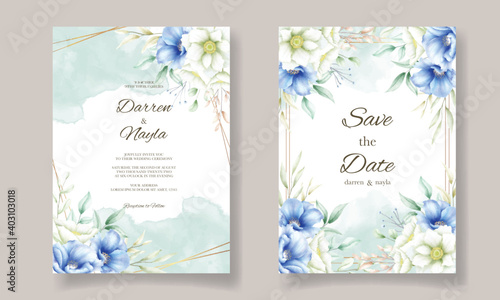 Elegant and luxurious watercolor floral wedding invitation card