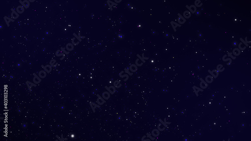 Dark dreamy galaxy background with white shiny glowing stars which stars flying in space. For celebration winter Holidays Happy New Year xmas Merry Christmas concept and as backdrop
