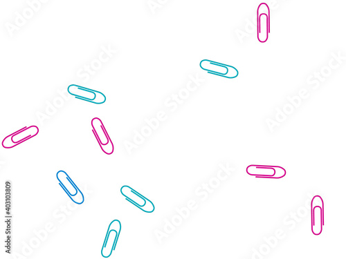 Stationary paperclips isolated on white background