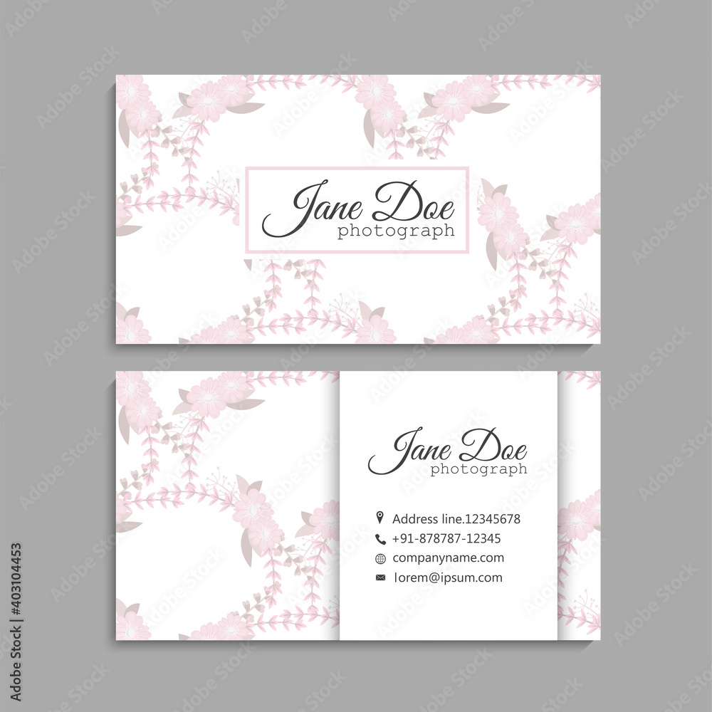 Flower business cards pink flowers