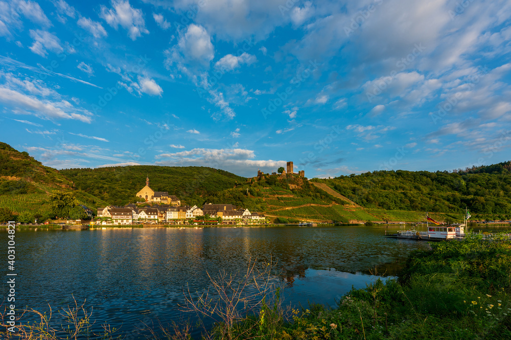 Panoramic view of Metternich Castle on the Moselle, Germany. Panoramic view of Metternich Castle on the Moselle, Germany.