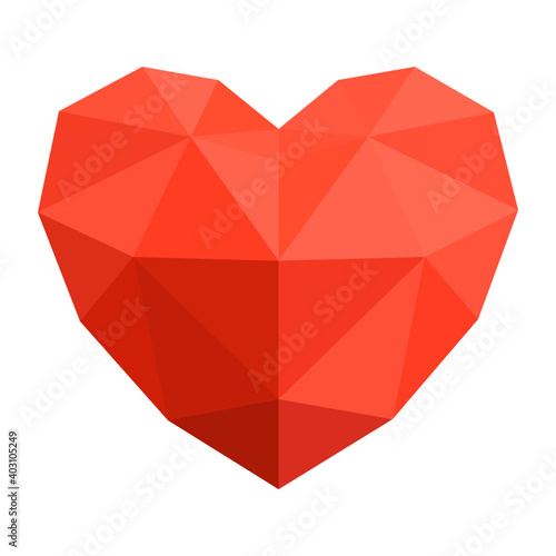 Abstract heart made of geometric shapes.