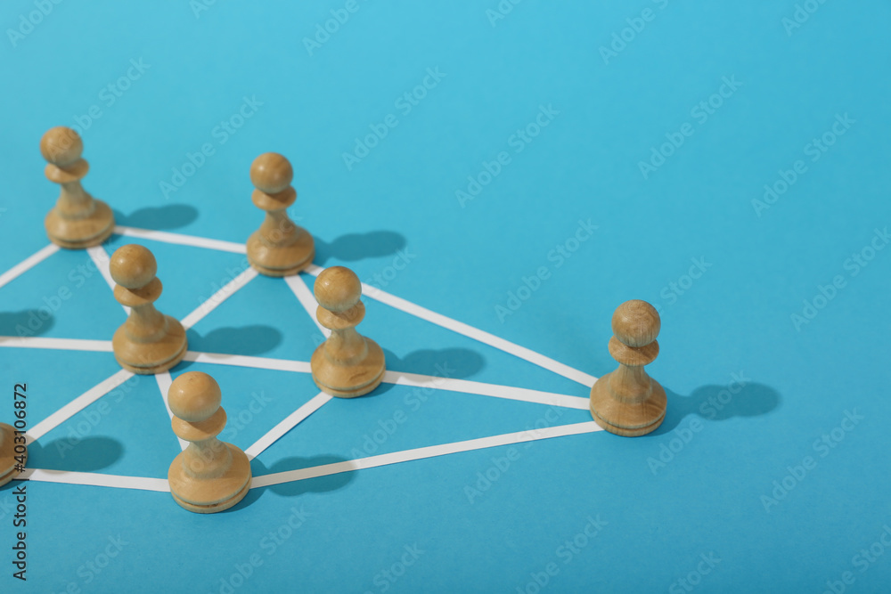 Obraz premium concept of abstract community with leader. concept of the business structure. abstract model of the organization.