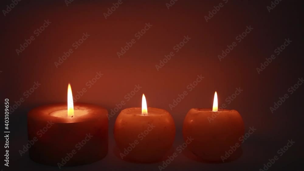 Tree burning candles in the dark Tree burning candles in the dark