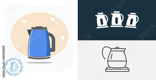 electric kettle isolated vector icon. Appliances design element