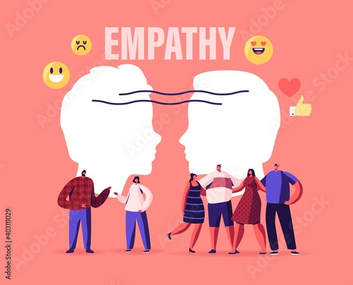 Male and Female Characters Show Empathy, Emotional Intelligence Concept. Communication Skills, Reasoning and Persuasion