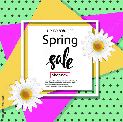 Spring sale illustration, banner, poster. Vector illustration.