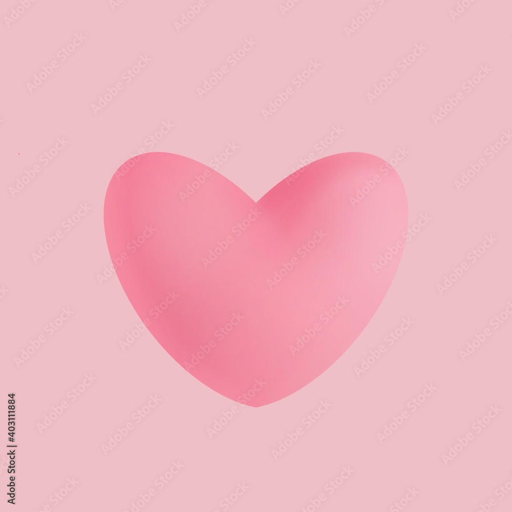 fuchsia three-dimensional heart on pink background. concept of Valentines day