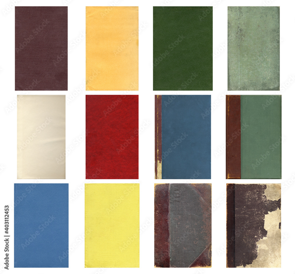 Paper and textile textures set. Blank retro pages and old book covers. Rough faded canvas surface. Perfect for background and vintage style design. Empty place for text. Paper and textile textures set. Blank retro pages and old book covers. Rough faded canvas surface. Perfect for background and vintage style design. Empty place for text.