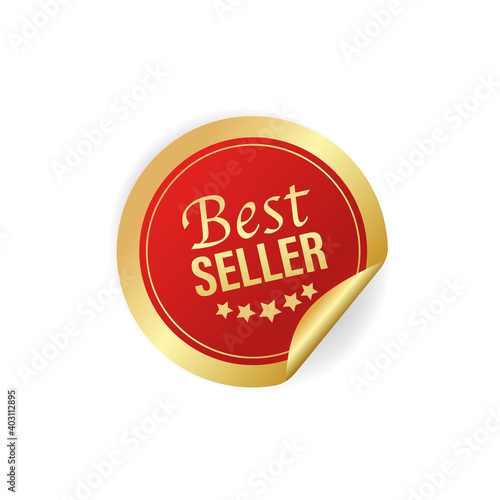 Modern red best seller stickers, great design for any purposes. Vector illustration.