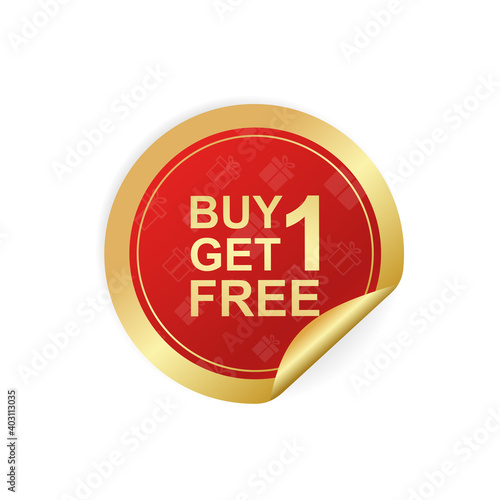 Modern red buy one get one free sticker great design for any purposes. Vector illustration.