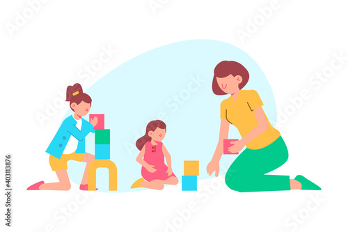 Flat Kindergarten Illustration