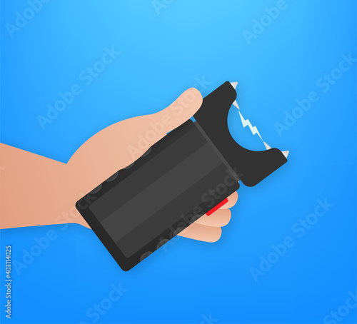 Cartoon stun gun. Protection symbol. Vector stock illustration.