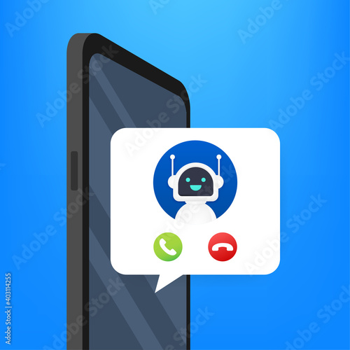 Business card with robo call. Mobile phone. Robo call. Cpam. Vector stock illustration.