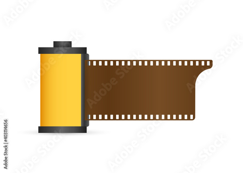 Set of camera film roll isolated on white background. Vector stock illustration.