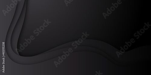 Black wave abstract business tech background. Vector illustration. Trendy dark black grey color of 2021 background. Suit for business, corporate, institution, party, festive, seminar, and talks