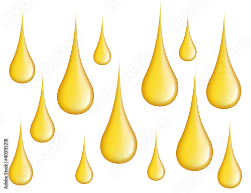 Sunflower oil drops vector illustration on white background