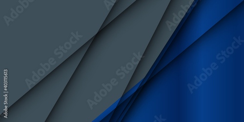 Blue and dark grey abstract background with overlap layer and corporate tech business background. Trendy blue grey color of 2021 background. Suit for business, corporate, institution, party, festive