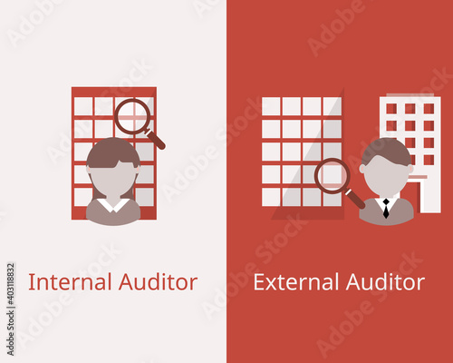 internal auditor VS external auditor vector