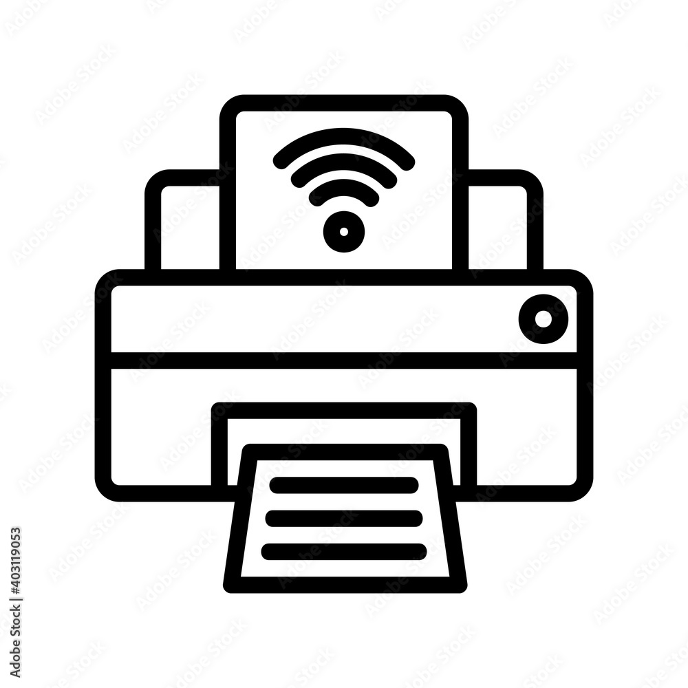 Printer icon vector illustration in line style about internet of things for any projects Printer icon vector illustration in line style about internet of things for any projects