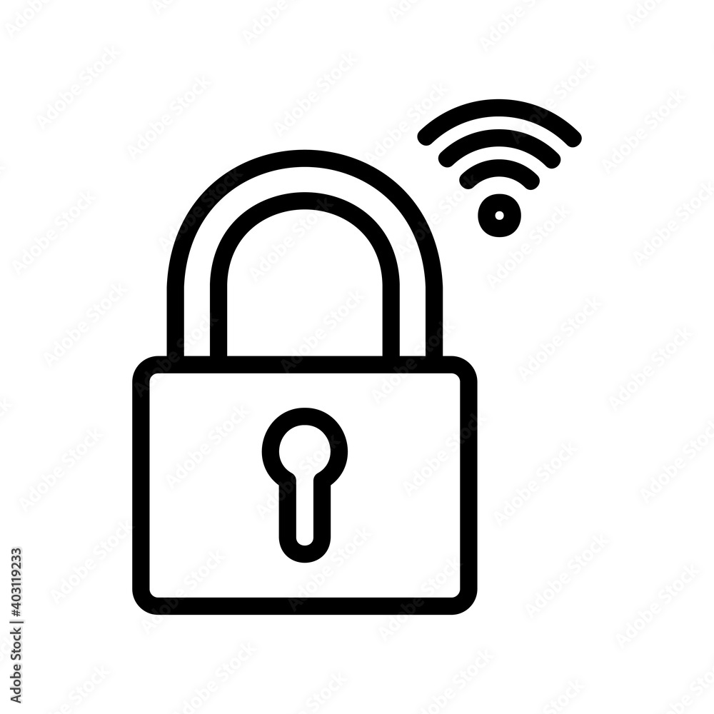 Padlock icon vector illustration in line style about internet of things for any projects Padlock icon vector illustration in line style about internet of things for any projects