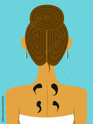 Vector illustration - a woman with medical leeches on her back at a hirudotherapy session. The concept of alternative medicine.