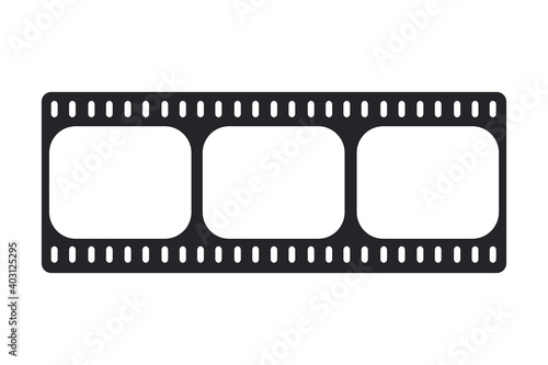 Vector blank cinema film strip. Negative frame, photo frame mockup. Cinema clipping, rectangle record movie strip.