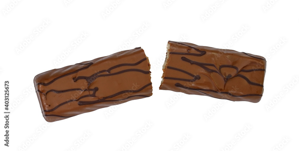 Chocolate covered marzipan bars isolated on a white background with clipping path Chocolate covered marzipan bars isolated on a white background with clipping path