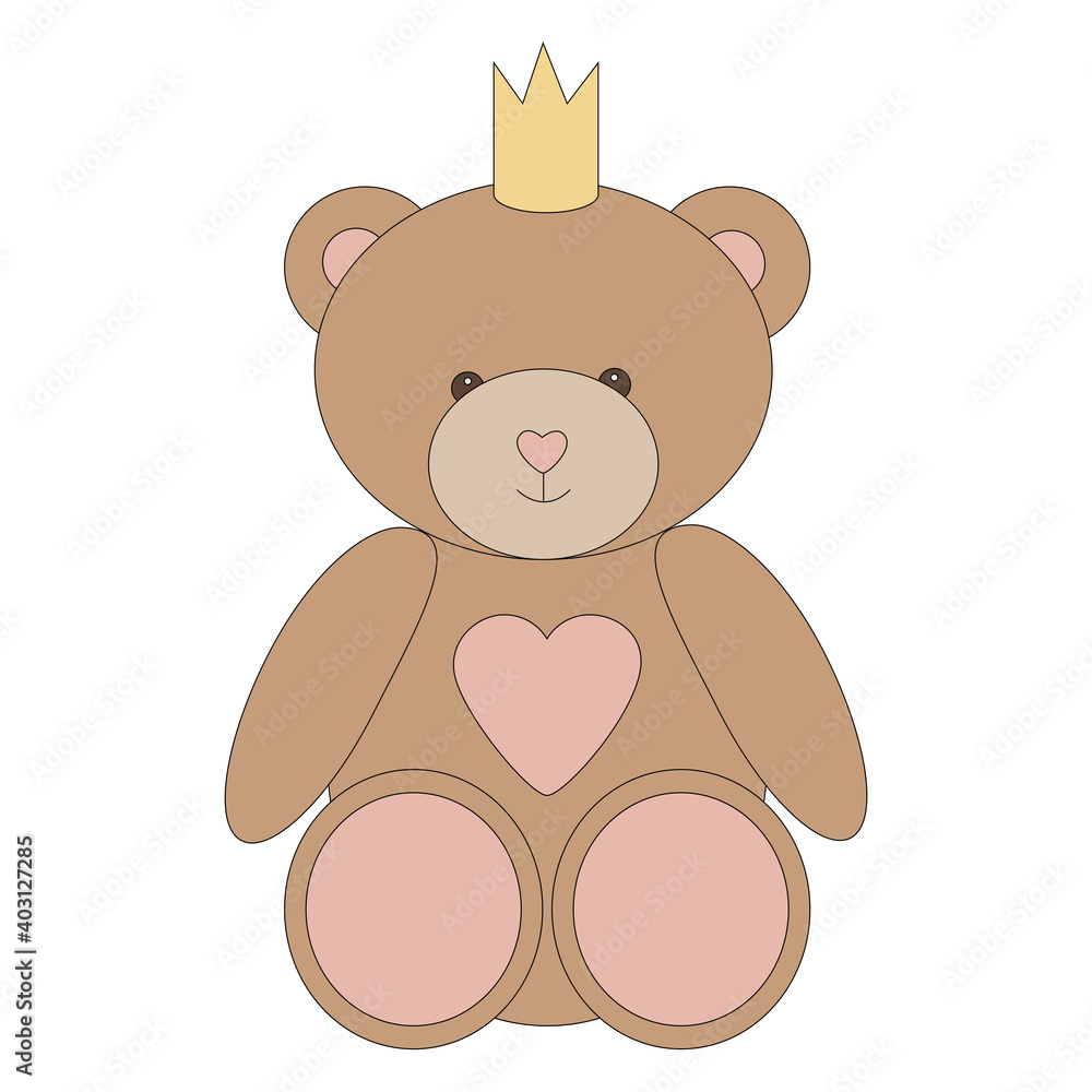 Naklejka premium Cute princess teddy bear