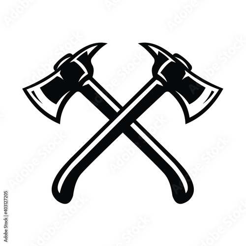 crossing axes vector image illustration. best for carpenter and lumberjack bussiness logo