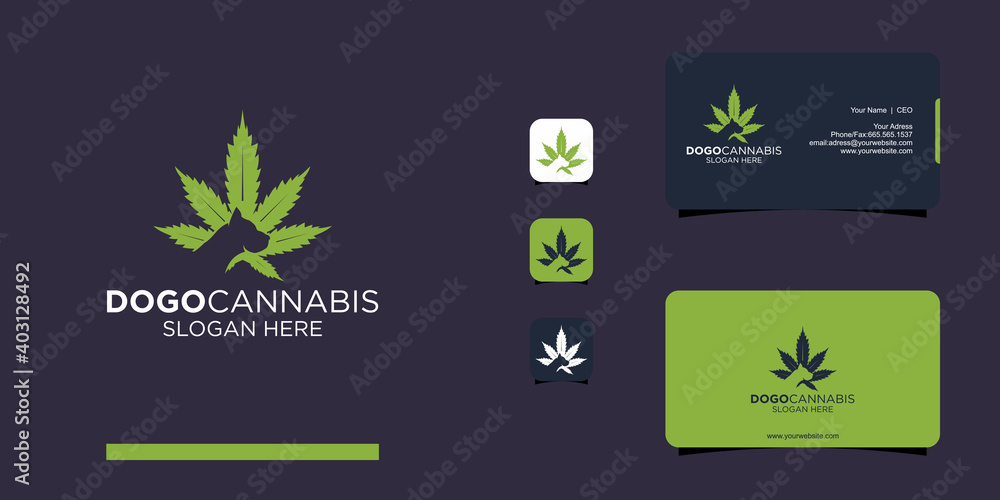 Dog with cannabis logo and business card design Dog with cannabis logo and business card design