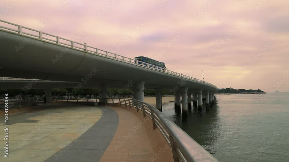 yanwu sea bridge at sunrise, xiamen city, fujian province, southeast coastal region in China. yanwu sea bridge at sunrise, xiamen city, fujian province, southeast coastal region in China.