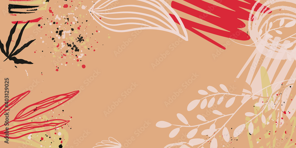 Obraz premium Trendy abstract square art templates with floral and geometric elements. Suitable for social media posts, mobile apps, banners design and web/internet ads. Fashion backgrounds.